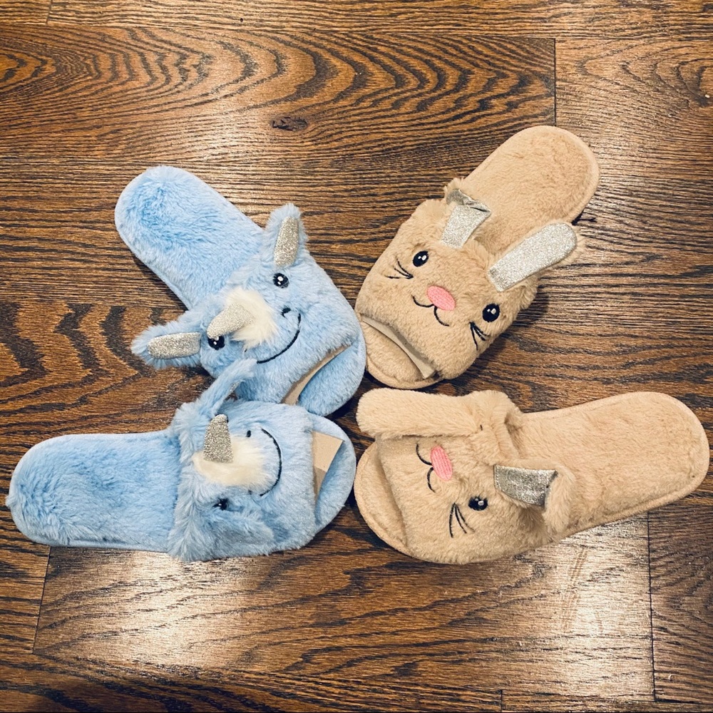 Lot 2 Girls womens rabbit unicorn house slipper